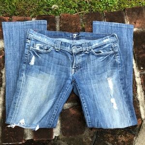 7 for all mankind distressed medium wash jeans 31